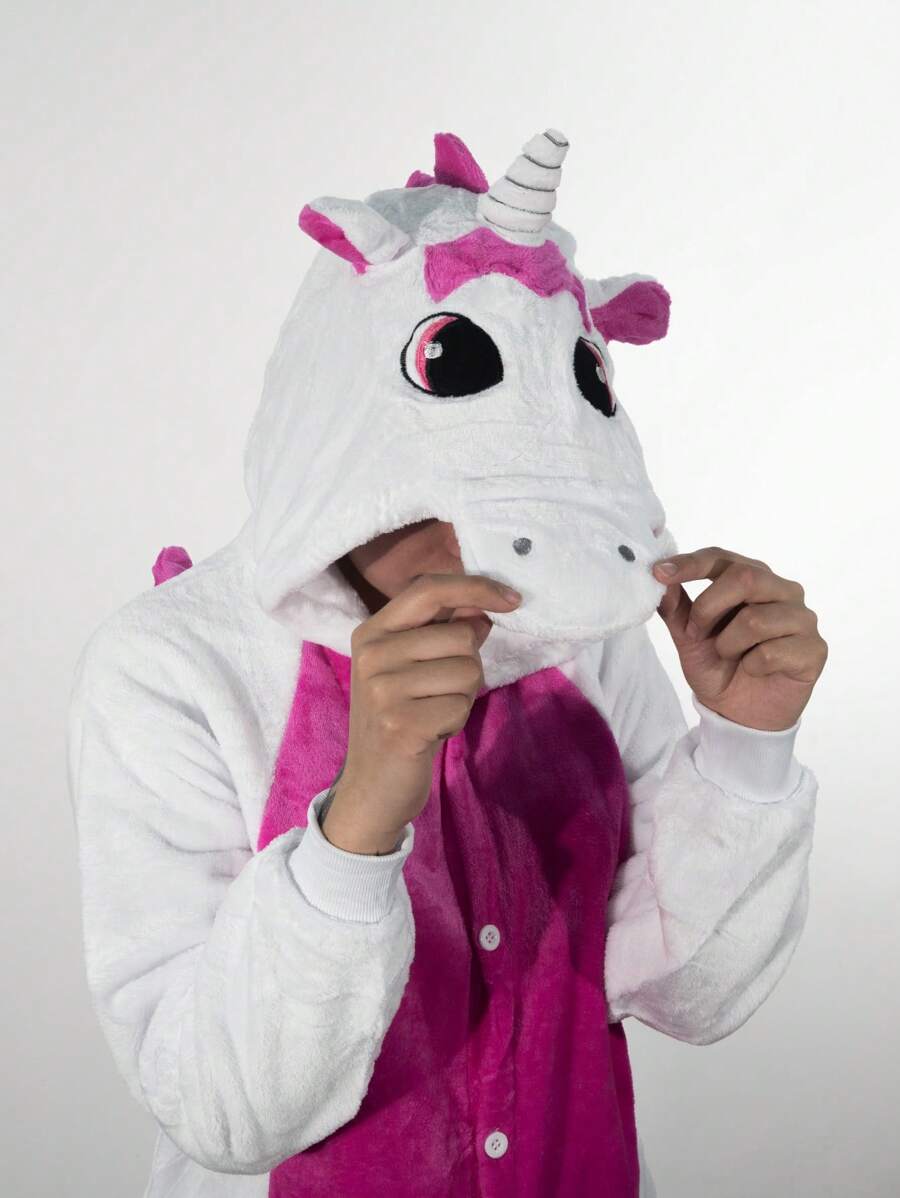 Unicorn Pajamas Complete Romper Unisex Kigurumi Costume - White - View 1