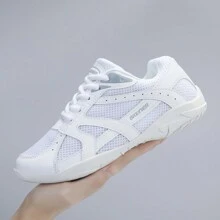 BAXINIER Girls Cheer Shoes Dancing Shoes White Athletic Training Tennis Walking Breathable Competition Cheer Sneakers - Xám - Xem 4