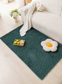 1入組短毛絨繡花地墊，適用於客廳、書房、臥室，防塵防貓抓地毯，簡約家居裝飾，INS風格，四季適用 - 綠色 - 查看 3