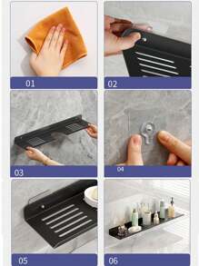 OBOVAY 1件装不锈钢浴室置物架，马桶镜前置物架，壁挂式马桶置物架，洗手池置物架，水龙头壁挂式置物架，浴室配件，家居装饰 - 黑色 - 查看 6