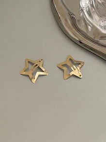 8件套女士发饰，金色发夹，3厘米金属星星发卡，甜美优雅五角星街头金色发饰y2k爪夹发爪发夹，学习用品 - 金色 - 查看 4