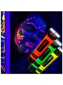 Pinturas Neon Luminoso Paint Glow Luz Body Paint Cuerpo Cara - 24 pinturas - Ver 2