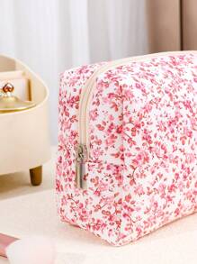 大容量碎花化妆包，Y2K美学花卉手提旅行化妆收纳包，化妆包，化妆袋，护肤包，洗漱包，旅行必备，邮轮必备，宿舍必备，唇油收纳包，指甲油收纳包，化妆包，化妆收纳盒，化妆旅行洗漱包，必备礼品收纳，拉链配件，指甲包，化妆包，洗漱包，桌面收纳包，化妆包，化妆包，梳妆台，化妆袋，小化妆袋，礼品，圣诞礼物，女士礼品创意 - 藕粉色 - 查看 11