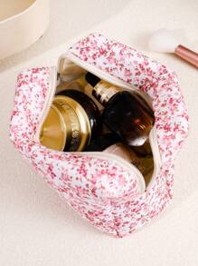 大容量碎花化妆包，Y2K美学花卉手提旅行化妆收纳包，化妆包，化妆袋，护肤包，洗漱包，旅行必备，邮轮必备，宿舍必备，唇油收纳包，指甲油收纳包，化妆包，化妆收纳盒，化妆旅行洗漱包，必备礼品收纳，拉链配件，指甲包，化妆包，洗漱包，桌面收纳包，化妆包，化妆包，梳妆台，化妆袋，小化妆袋，礼品，圣诞礼物，女士礼品创意 - 藕粉色 - 查看 2