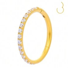 1 pieza Anillo de septum de titanio 16G, hipoalergénico con circonita cúbica, anillo de nariz sin costura, joyería de piercing corporal - Circonita cúbica lateral - Ver 13