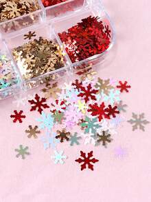 Snowflake Design Nail Art Glitter Sequins, 1box Assorted Color Flakes DIY Decoration - Multicolor - View 2