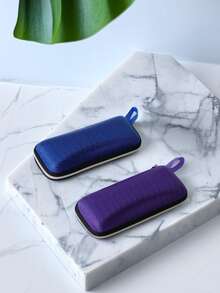 1 件紫色钻石形状 EVA 眼镜盒、眼镜盒、眼镜盒、便携式太阳镜盒、男士拉链细节眼镜盒、简约黑色旅行眼镜盒、眼镜盒用于存放眼镜，适合日常生活回到学校，方便携带（无眼镜）