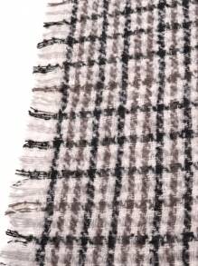 1pc Women's Multicolor Plaid & Stripe Pattern Scarf, Classic Versatile Accessory For Daily Wear - Grey - View 5