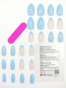 Juego De Uñas Postizas Almendradas Largas Estilo Francés Con Diseño De Corazón - Multicolor - Ver 2