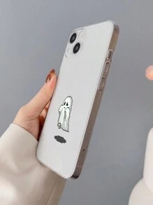 1 Pieza Funda De Teléfono Transparente Con Diseño Lindo De Arte De Pixeles De Ghost Y Juego De Ropa De Cama, Compatible Con Iphone - Multicolor - Ver 3