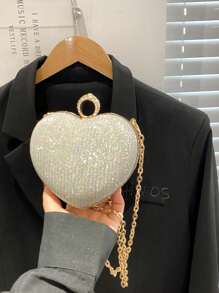 Bolso De Mano Elegante Con Decoración De Diamantes De Imitación Para Fiesta Nocturna