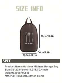 1入組戶外餐具收納套裝,便攜式廚具套裝,旅行收納袋露營野餐,便攜式露營烤肉套袋(僅袋)