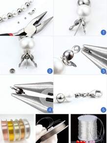 560顆/盒珠寶製作工具組合,包括龍蝦扣、開口跳環、封口珠和彎管珠,適用於手鍊和項鍊diy製作