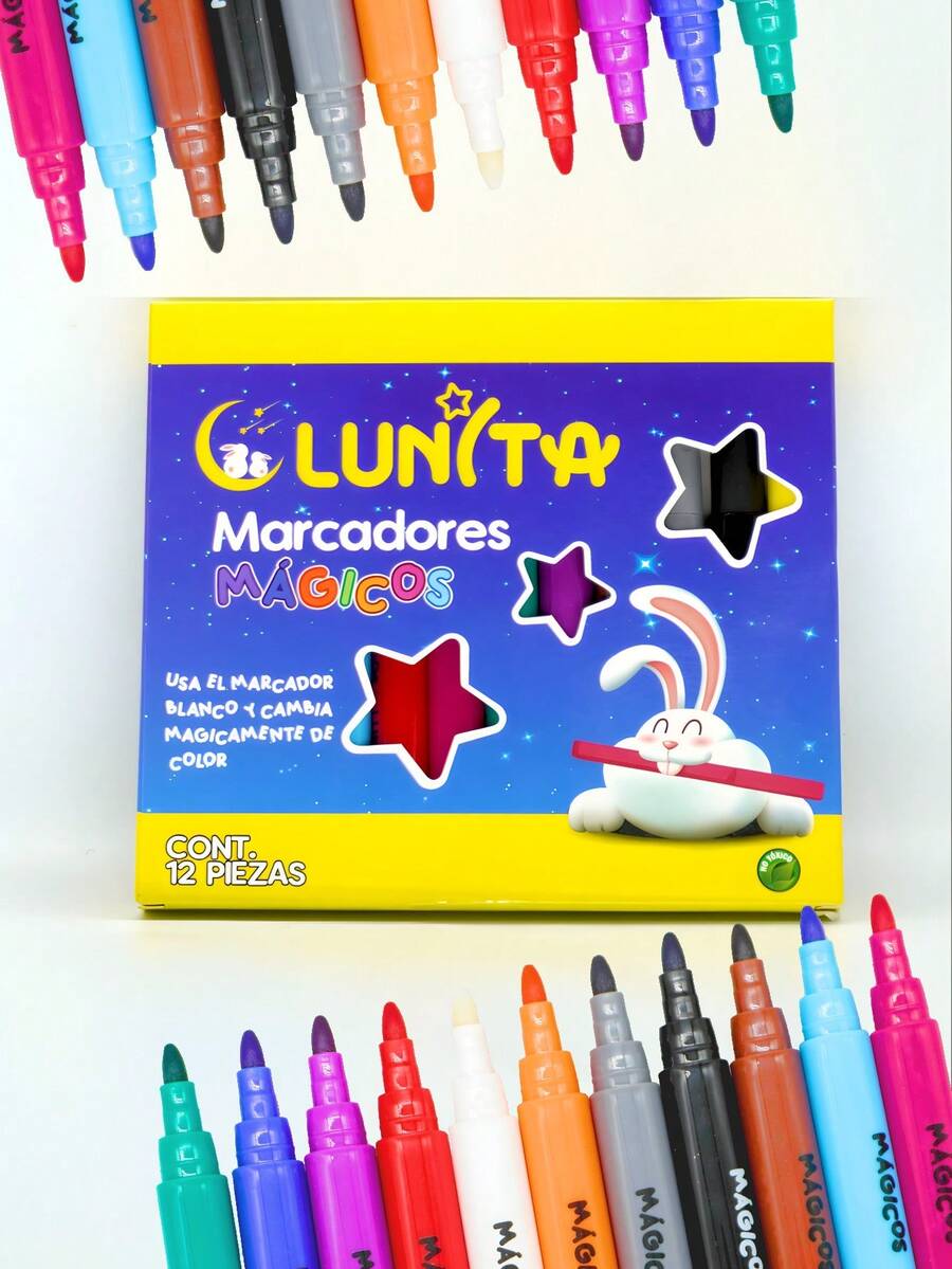 Plumones Mágicos 12 Marcadores que Cambian De Colores Y Se Borran. Rotuladores para Chicos y Grandes. Para Dibujar y Colorear. No son Tóxicos y son Seguros para los Niños y Niñas. - Multicolor - Ver 1