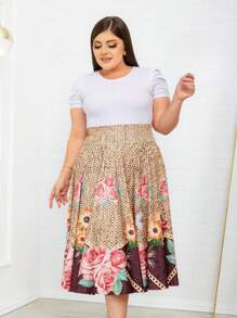 Plus Size Skirts - Beige - View 1