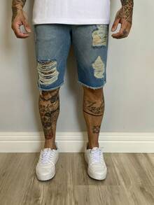 Men Denim Shorts - Medium Wash - View 4