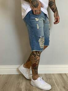 Men Denim Shorts - Medium Wash - View 3