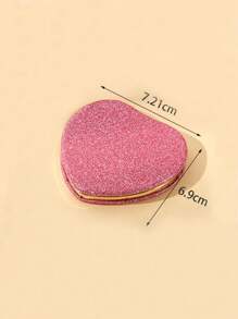 1 Pieza Espejo De Bolsillo Con Forma De Corazón Para Niñas, Espejo De Maquillaje Plegable Y Portátil Para Estudiantes - Rosa - Ver 4