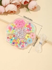 1 盒花形塑料散珠，心形带孔聚合物粘土珠，彩色 DIY 珠子，可用于制作项链、手链、配饰，颜色随机 - 款式2 - 查看 3