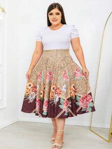 Plus Size Skirts - Beige - View 2