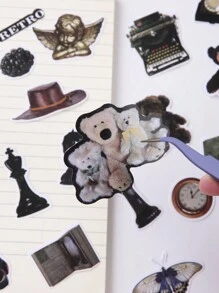 Conjunto De Stickers De Estilo Retro Americano Para Libreta De Cuentas (30 Piezas/paquete) - Negro - Ver 2