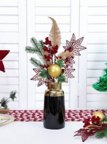 1入37cm(高)模擬圓球雞尾葉楓葉枝家庭購物中心桌上裝飾婚禮生日派對聖誕節裝飾 - 金色 - 查看 1