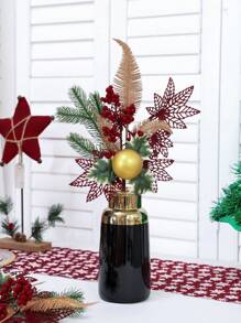 1入37cm(高)模擬圓球雞尾葉楓葉枝家庭購物中心桌上裝飾婚禮生日派對聖誕節裝飾 - 金色 - 查看 8