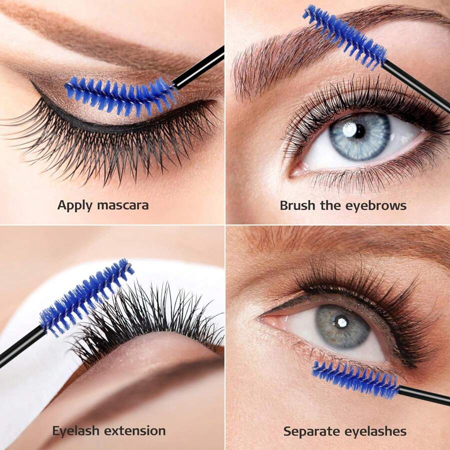 50 Pieces Disposable Mascara Wands Bendable Eyebrow Brush Portable Eyelash Spoolies For Lash
