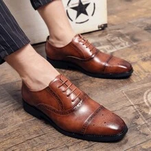 Nam Thiết kế Pointy Toe Giày cưới nam Oxford Phong cách chất liệu da PU Giày dép Với Cắt thấp Lace-up Cho đám cưới , Buổi tiệc , Làm Việc  Và Giải trí Mặc - màu nâu - Xem 3