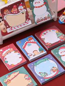 4pcs/set Random Cartoon Christmas Theme Sticky Notes, Memo Pad For Message Taking, Learning - Multicolor - View 3