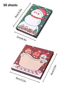 4pcs/set Random Cartoon Christmas Theme Sticky Notes, Memo Pad For Message Taking, Learning - Multicolor - View 4