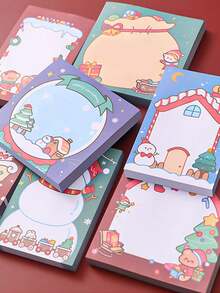 4pcs/set Random Cartoon Christmas Theme Sticky Notes, Memo Pad For Message Taking, Learning - Multicolor - View 7