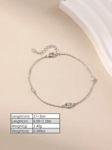 1入組925 銀人造邪惡之眼手環合適的適合女士日常穿著 - 銀色 - 查看 4