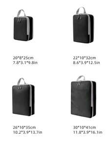 4 件装便携式旅行收纳袋，黑色涤纶衣服收纳袋，适用于家庭旅行必需品，适用于旅行背包旅行包行李箱旅行装备，返校搬家袋收纳袋，旅行收纳袋，适用于衣服，行李收纳袋套装，适用于邮轮假期海滩度假用品，夏季旅行必备品，适用于女士手提箱内衣袋，房间装饰 - 黑色 - 查看 7