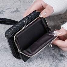 New Fashion Women's Wallet With Wrist Strap Short Coin Large Capacity Multiple Card Slots Clip Business Casual For Women Wallet Purse Wallet Small Wallet - Burgundy - View 3