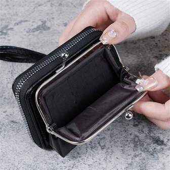 New Fashion Women's Wallet With Wrist Strap Short Coin Large Capacity Multiple Card Slots Clip Business Casual For Women Wallet Purse Wallet Small Wallet