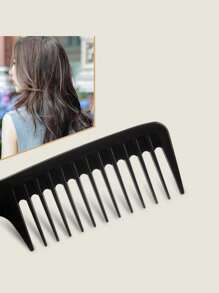 1把宽齿梳，适用于长发，也适用于卷发，易于梳理，采用树脂塑料制成，美发造型工具/发饰