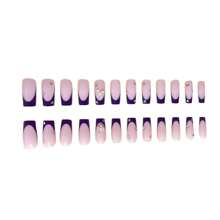 24 Piezas Uñas Postizas De Diseño De Mariposa Negra Cuadrada Larga Con Gel De Jalea Y 1 Lima De Uñas - Negro - Ver 3