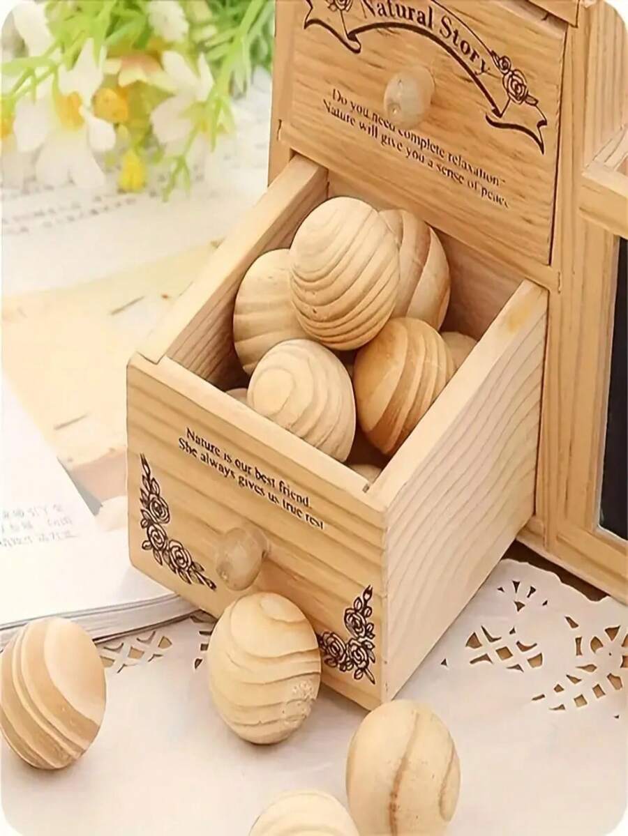 5pcs Natural Fragrant Wooden Balls Replacing Mothballs For Cupboard Mothproof And Mildewproof - Apricot - View 1