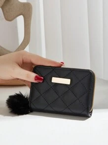 Women's Stitching Metal Decoration Short Wallet Portable Cash For Female College Work Business Commute Office For Anniversary For Couple For Birthday Gift On Valentine Day Gift Gift For Women Wallet Purse Wallet Small Wallet - Black - View 2