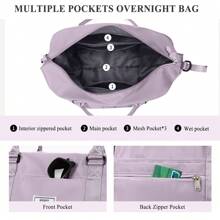 斜挎运动健身包女士干湿分离瑜伽包便携式旅行包大容量旅行行李收纳包游泳运动训练包单肩托特包黑色行李大钱包旅行收纳包旅行用品女士包男士礼物户外女士礼物 - 紫色 - 查看 7