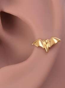 1pc Stainless Steel 3d Bat Shaped Labret Lip Ring Body Piercing Jewelry For Women At Festival Party - Silver - View 8