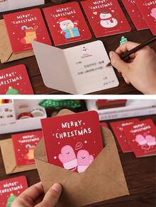 1套聖誕賀卡,diy創意可愛卡片附信封,適用於兒童和幼稚園禮物明信片 - 彩色 - 查看 8