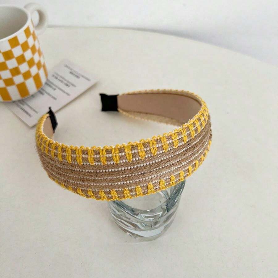 1條波西米亞風格的編織寬帶結頭帶,高時尚頭飾女款