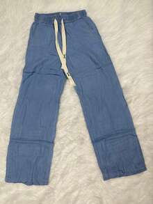 LA PRINCESA Oversize Baggy Jeans Drawstring Waist Thin Fabric Wide Leg Pants - 藍色 - 查看 2