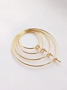 1 Đôi Khuyên Tai Vòng Bạc Thời Trang Tối Giản Cho Phụ Nữ Để Trang Trí Hàng Ngày - Vàng - Xem 5