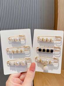 10pcs Women's Anti-Slip Brooch Waist Buckle Adjust Skirt Waist Tightness, Fixed Clothing Neckline Corsage Decorative Buckle Excludes The Card. - White - View 34