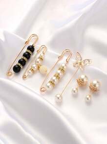 10pcs Women's Anti-Slip Brooch Waist Buckle Adjust Skirt Waist Tightness, Fixed Clothing Neckline Corsage Decorative Buckle Excludes The Card. - White - View 75