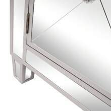 28in Bedside Table With Mirror Surface 2 Drawers 2 Doors Silver
