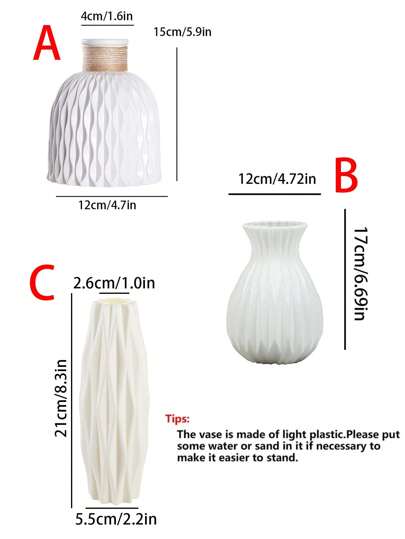 1Pc Moderne Plastic Flower Vase, Unbreakable Wit Vase Pampas Grass, Nordic Minimalist Home Aesthetic Room Living Room, Office, Bedroom Centerpiece Tafel ation, Perfect Halloween Glass view 2